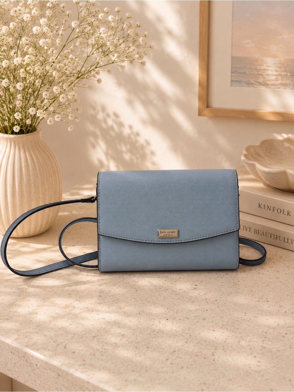 Kate Spade Women’s Light Blue Crossbody Purse Light Blue Bag EUC